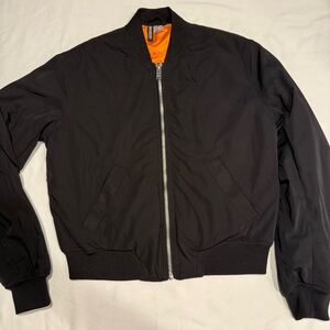 NWOT Divided H&M Small Black Bomber Jacket with Orange Lining